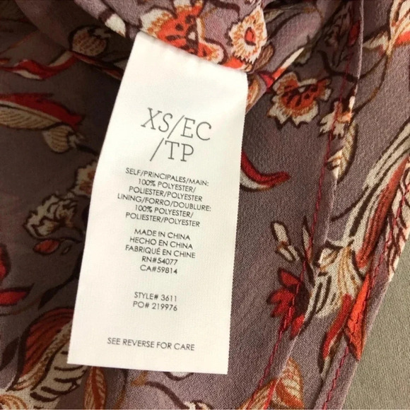 CAbi #3611 Mauve Purple Good Luck Bird Print Sleeveless Blouse sz XS - Picture 12 of 13